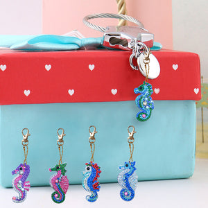 5pcs Diamond Keychains Art Craft DIY Handmade Rhinestone Pendant Kid Adult Gifts