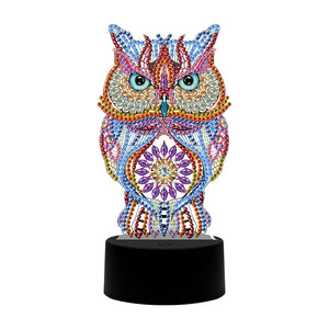 DIY Special Shaped Diamond Painting Owl LED Light Cross Stitch Embroidery