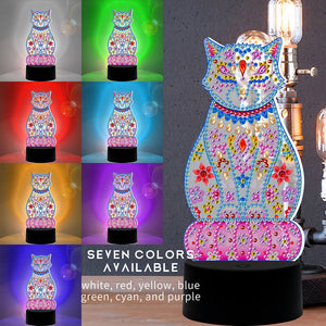 DIY Special Shaped Diamond Painting Cat LED Light Cross Stitch Embroidery