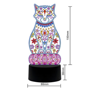 DIY Special Shaped Diamond Painting Cat LED Light Cross Stitch Embroidery