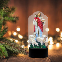 Load image into Gallery viewer, DIY Diamond Painting LED Light Jesus Special Shaped Drill Embroidery Lamp
