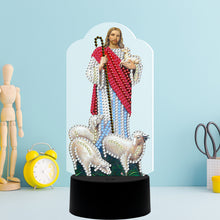 Load image into Gallery viewer, DIY Diamond Painting LED Light Jesus Special Shaped Drill Embroidery Lamp
