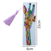 Load image into Gallery viewer, DIY Special Shape Diamond Painting Leather Tassel Bookmark Giraffe Logo
