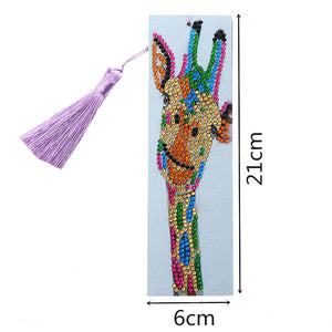 DIY Special Shape Diamond Painting Leather Tassel Bookmark Giraffe Logo