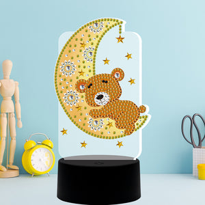 DIY Diamond Painting LED Light Moon Bear Embroidery Night Lamp Ornament Kit