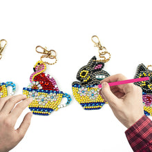 Load image into Gallery viewer, 4x DIY Diamond Painting Keychains Cup Animal Embroidery Needlework Keyrings
