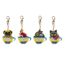 Load image into Gallery viewer, 4x DIY Diamond Painting Keychains Cup Animal Embroidery Needlework Keyrings
