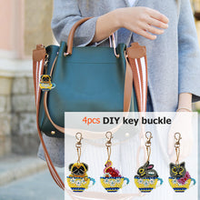 Load image into Gallery viewer, 4x DIY Diamond Painting Keychains Cup Animal Embroidery Needlework Keyrings

