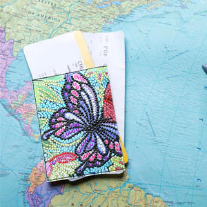 DIY Special Shaped Diamond Painting Butterfly PU Passport Protection Cover