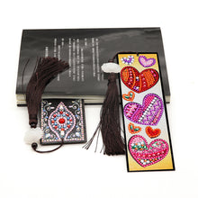 Load image into Gallery viewer, Leather DIY Special Shaped Diamond Painting Love Heart Tassel Bookmark
