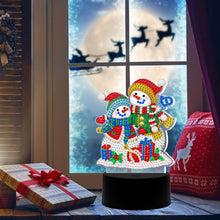 Load image into Gallery viewer, Christmas Snowman LED Lamp DIY Special Shape Diamond Painting Night Light
