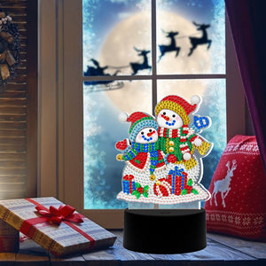 Christmas Snowman LED Lamp DIY Special Shape Diamond Painting Night Light