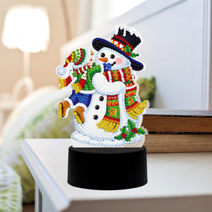 Snowman Diamond Mosaic Light Art Craft DIY Crystal Diamond Drawing Lamp for Gift