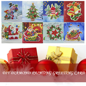 8pcs Diamond Painting Christmas Postcards Art Craft 5D DIY for Birthday Festival