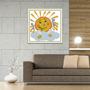 Joy Sunday Smile Sun(19*19CM) 14CT stamped cross stitch
