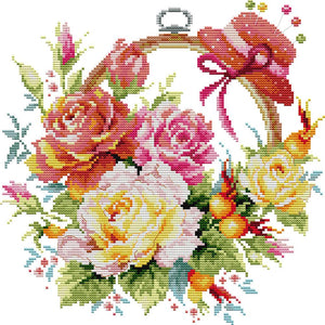 Joy Sunday Rose Basket(32*32CM) 14CT stamped cross stitch