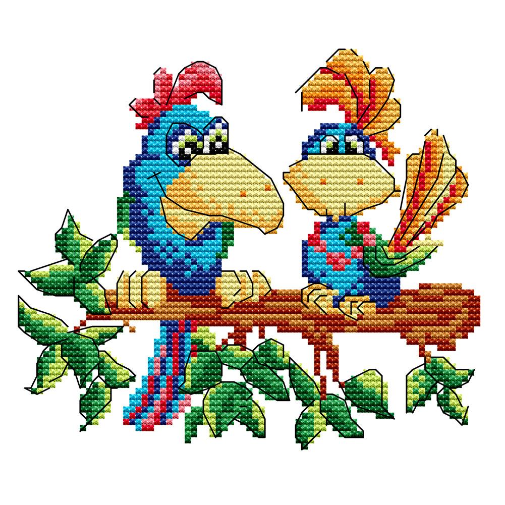 Joy Sunday Parrots Manual(20*20CM) 14CT stamped cross stitch