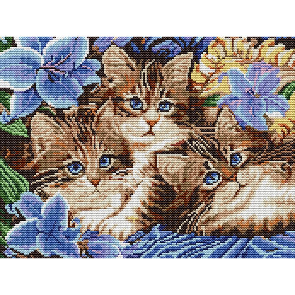 Joy Sunday Cats(39*31CM) 14CT stamped cross stitch