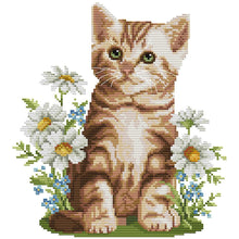 Load image into Gallery viewer, Joy Sunday Cat Flowers(28*30CM) 14CT stamped cross stitch
