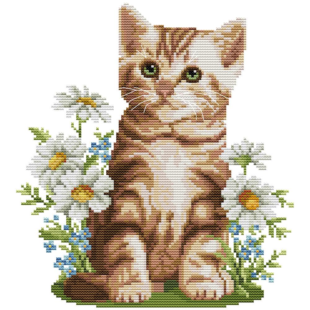 Joy Sunday Cat Flowers(28*30CM) 14CT stamped cross stitch