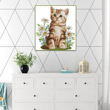 Load image into Gallery viewer, Joy Sunday Cat Flowers(28*30CM) 14CT stamped cross stitch
