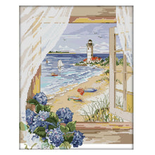 Load image into Gallery viewer, Joy Sunday Sea View(40*33CM) 14CT stamped cross stitch
