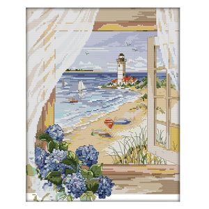 Joy Sunday Sea View(40*33CM) 14CT stamped cross stitch