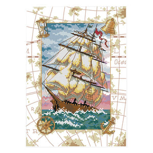 Joy Sunday Ship(31*22CM) 14CT stamped cross stitch