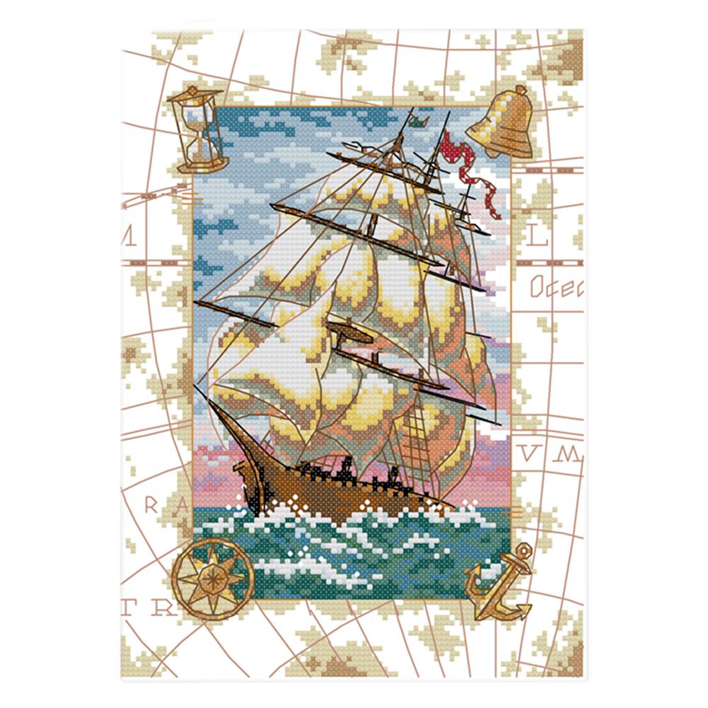 Joy Sunday Ship(31*22CM) 14CT stamped cross stitch