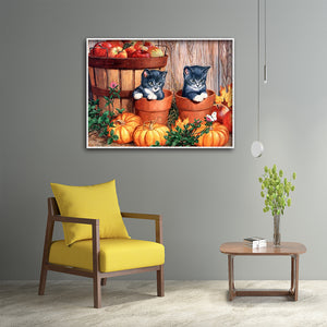Cats and Pumpkin 40x30cm(canvas) full round drill diamond painting