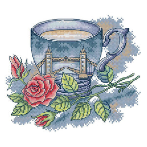 Joy Sunday British Teacup(26*21CM) 14CT stamped cross stitch