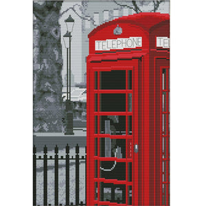 Joy Sunday Telephone Booth(38*28CM) 14CT stamped cross stitch