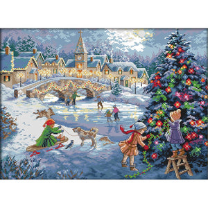 Joy Sunday Christmas Celebration(52*40CM) 14CT stamped cross stitch