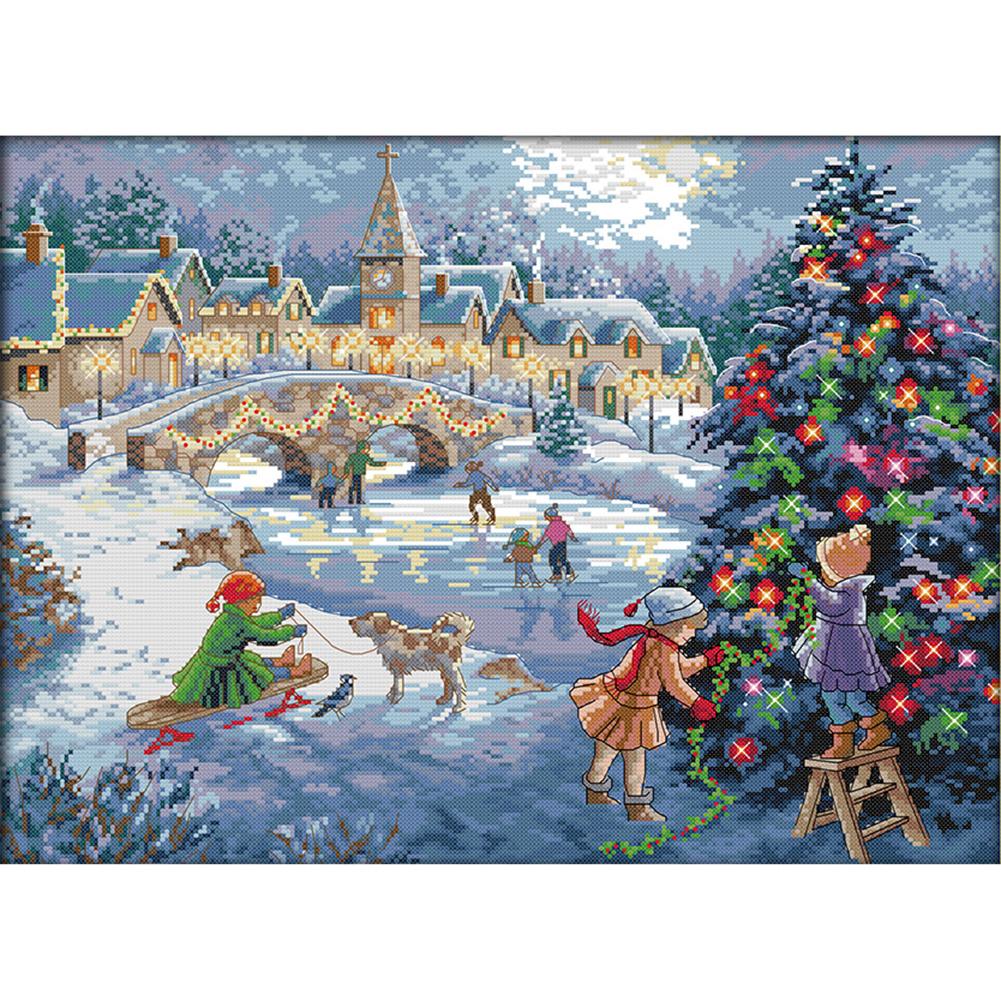 Joy Sunday Christmas Celebration(52*40CM) 14CT stamped cross stitch