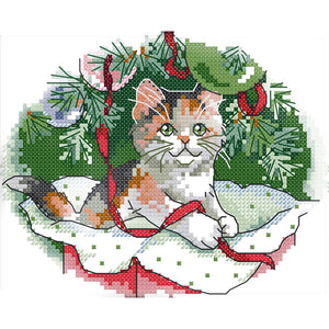 Joy Sunday Christmas Cat(20*17CM) 14CT stamped cross stitch