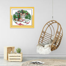 Load image into Gallery viewer, Joy Sunday Christmas Cat(20*17CM) 14CT stamped cross stitch
