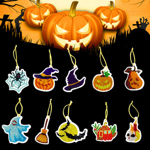 10pcs Halloween DIY Diamond Painting Pendant Full Drill Mosaic Ornament Kit