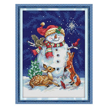 Load image into Gallery viewer, Joy Sunday Midnight Snowman(30*21CM) 14CT stamped cross stitch
