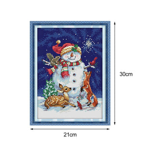 Joy Sunday Midnight Snowman(30*21CM) 14CT stamped cross stitch