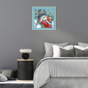 Joy Sunday Kissing Snowman(25*25CM) 14CT stamped cross stitch