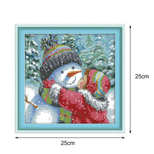 Load image into Gallery viewer, Joy Sunday Kissing Snowman(25*25CM) 14CT stamped cross stitch
