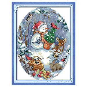 Joy Sunday Snowman Friends(22*18CM) 14CT stamped cross stitch