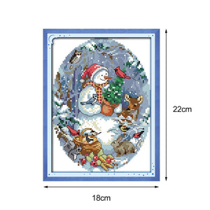 Joy Sunday Snowman Friends(22*18CM) 14CT stamped cross stitch