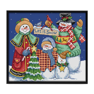 Joy Sunday Room Christmas Snowman(38*34CM) 14CT stamped cross stitch