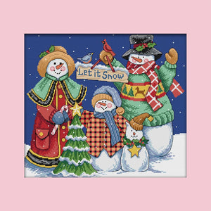 Joy Sunday Room Christmas Snowman(38*34CM) 14CT stamped cross stitch