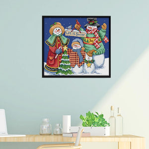 Joy Sunday Room Christmas Snowman(38*34CM) 14CT stamped cross stitch