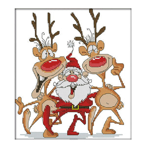 Joy Sunday Santa Claus Reindeer(28*26CM) 14CT stamped cross stitch