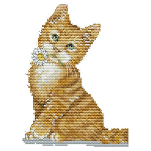 Joy Sunday Flower Cat(17*21CM) 14CT stamped cross stitch