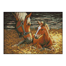 Load image into Gallery viewer, Joy Sunday Horse Playing Horses(30*21CM) 14CT stamped cross stitch
