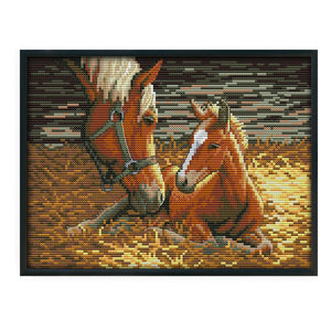 Joy Sunday Horse Playing Horses(30*21CM) 14CT stamped cross stitch